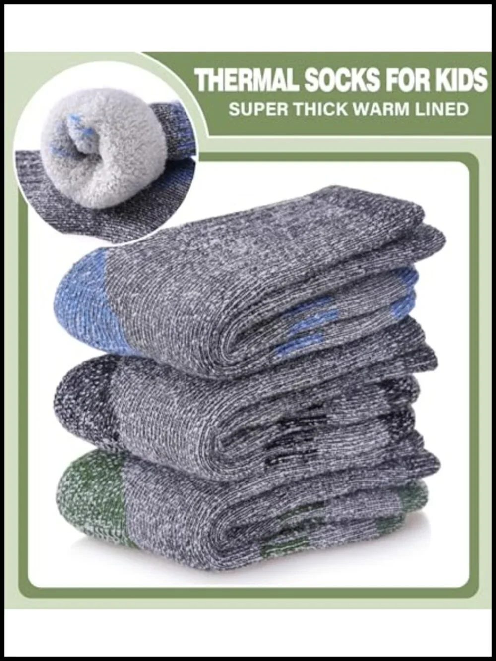 Kids Merino Wool Hiking Socks Boys Girls Winter Thermal Thick Cushion Boot Crew